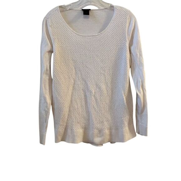 Ann Taylor Women's Large White Knit Pullover Sweater Long Sleeve - Picture 1 of 7
